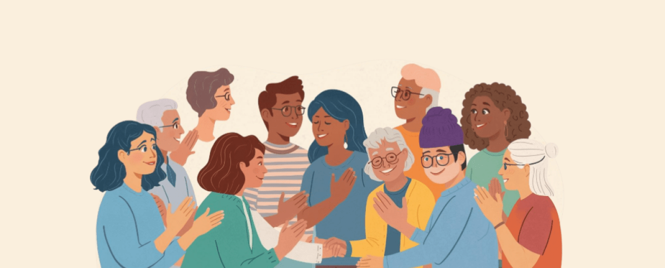 Iemand wordt gevierd en erkend door een groep mensen.