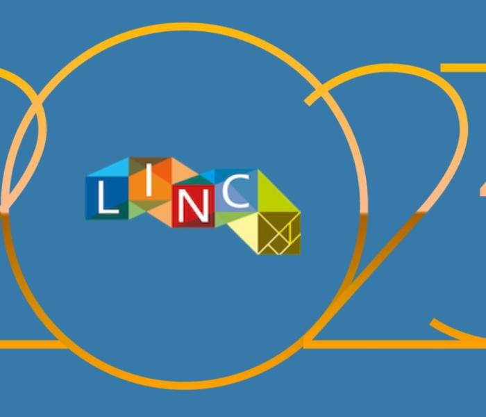Het jaar 2023 in cijfers met het logo van linc in de nul