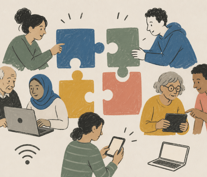 Puzzel van mensen voor digitale inclusie